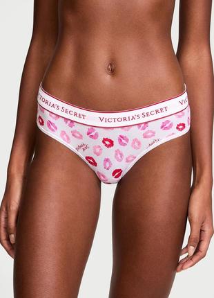 Хлопковые трусики слип хипстеры lips victoriassecret