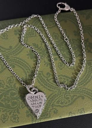 Кулон в форме сердца / цепочка сердце 925 проба серебро