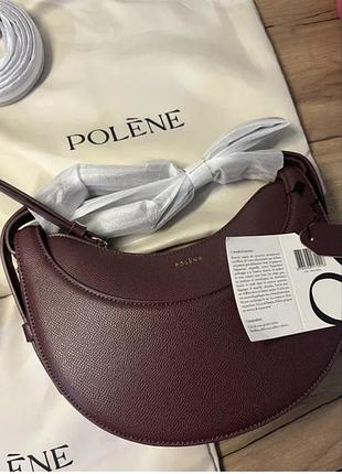 Кожаная сумка polene в трендовом цвете бургунда