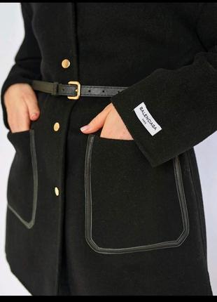 Черное пальто balenciaga шерсть кашемир размер sm