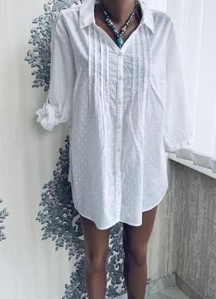 Біла модна сорочка блуза можна туніка пляжна суперкласна бавовна