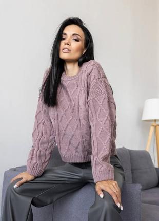 ‼️50% вовна, 50% акрил ‼️ мягкий свитер с аранами, женский свитер с узором/ 42-46