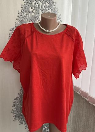 Шикарная красная футболка прошва выбитая вышитая модная стильнная яркая