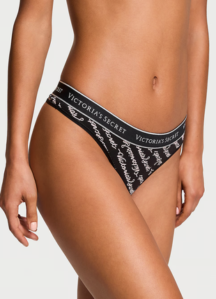 Хлопковые трусики-стринги с логотипом