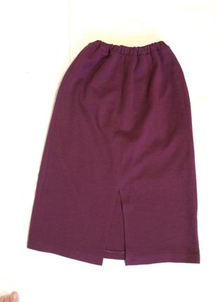 Женская теплая шерстяная трикотажная юбка миди