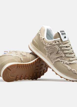 Женские кроссовки new balance 574 x miu miu beige 36-37-38-39-40-41