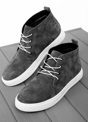 Черевики дезерти з натуральної замші сіри флісова підкладка dux premium 2500 розміри 38-46