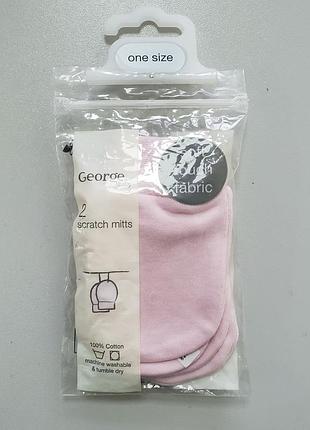 George 2 пары варежки царапки новорожденной малышке девочке 0-3м 50-56-62см