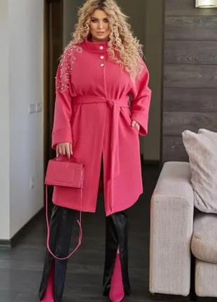 Пальто кардиган со стразами на рукаве 8097