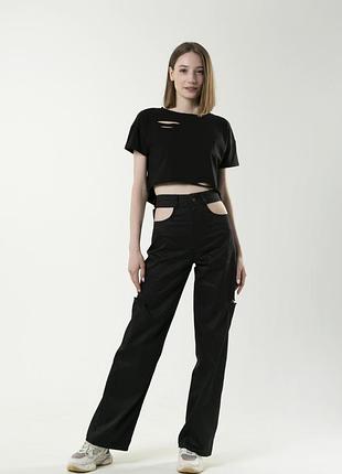 Брюки коттонові "twins" чорні