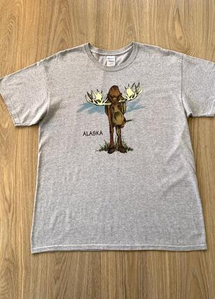 Мужская хлопковая винтажная футболка с принтом alaska