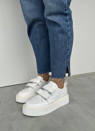 Кожаные белые кеды женские