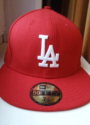 Кепка бейсболка  new era 59fifty los angeles dodgers red wool (59.6см)