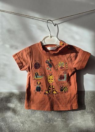 Новая хлопковая футболка для мальчика 3-6мес