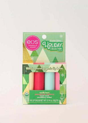 Набір бальзамів для губ eos 100% natural organic lip balm, 4 стіки