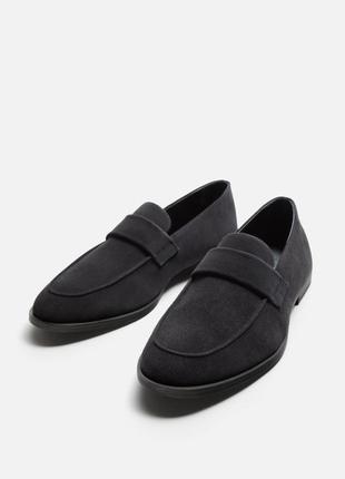 Шкіряні чоловічі лофери zara