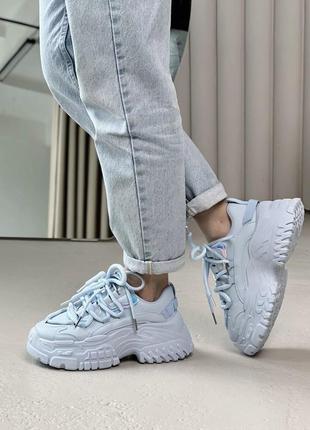 Кросівки на платформі блакитні жіночі еко шкіра демі весна