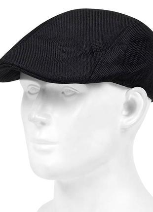 Английская (британская) легкая плоская кепка реглан (кепи) унисекс черный 56-58р (6523)