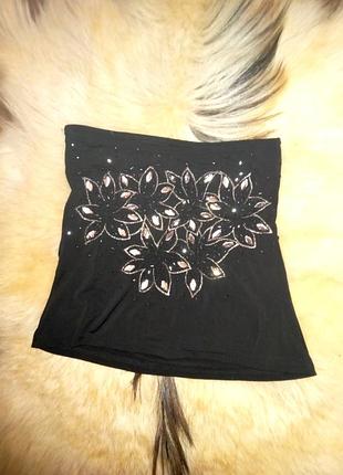 Топ черный вышитый