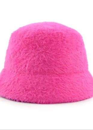 Primark розовая меховая теплая панама женская осень зима весна