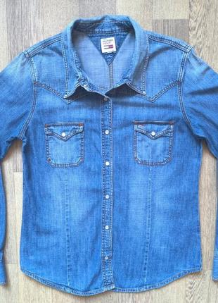 Женская джинсовая рубашка tommy hilfiger, размер l
