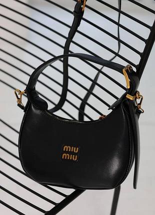 Женская сумка сумочка черная маленькая кожаная из кожи через плечо багет