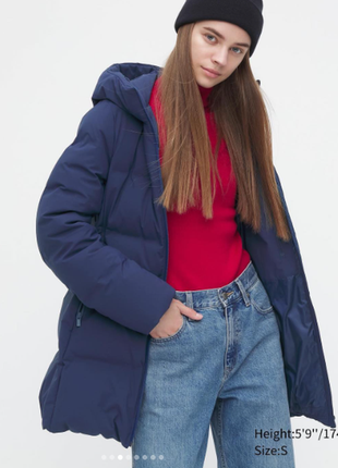 Бесшовное пуховое пальто куртка uniqlo