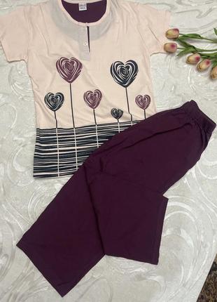 Пижама капри футболка