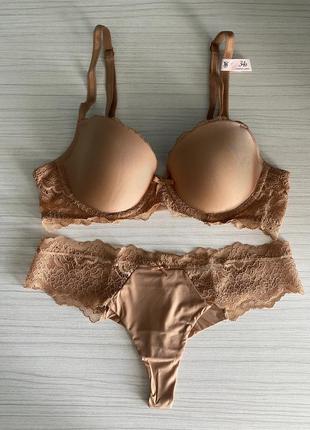 Комплект белья victoria’s secret 34b (75b), трусики s. виктория сикрет