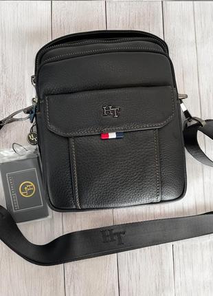 Чоловіча шкіряна, містка сумка через плече h.t leather