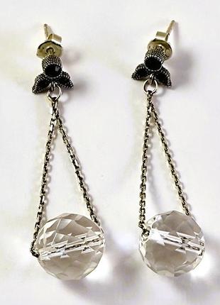 Серебряные сережки подвески.  925 проба.