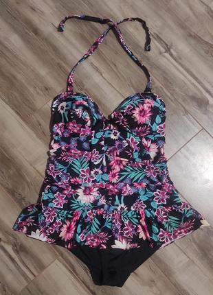 Слитный купальник с цветочным принтом