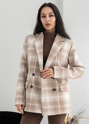 Кашемировый двубортный пиджак в расцветках рр с-хл