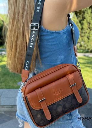 Сумка coach широкий ремень