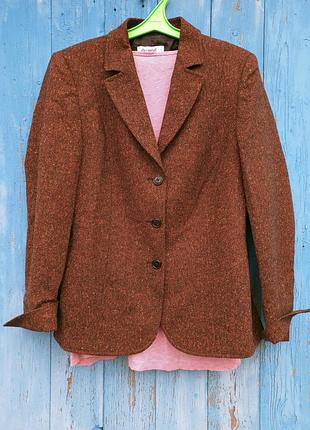 Премиум качество! новый тонкий шерстяной меланжевый жакет в составе шёлк,с карманами ,46-48разм,delmod., испания.