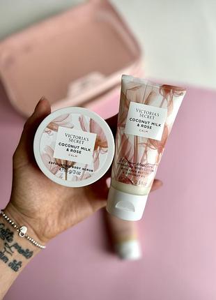 Скраб и лосьон для тела coconut milk rose victoria’s secret