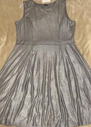Платье, платье серебряное, серебристое, батал