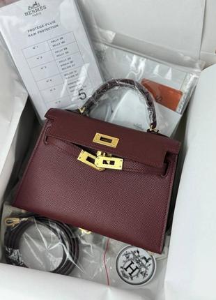 Бордовая сумка кожа epsom kelly