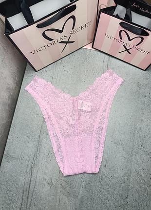 Бразильські мереживні трусики wink v-front. pink. victoria's secret. оригінал 🇺🇸