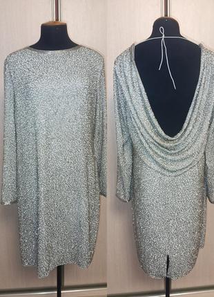 Шикарное вечернее платье полностью вышитое бисером