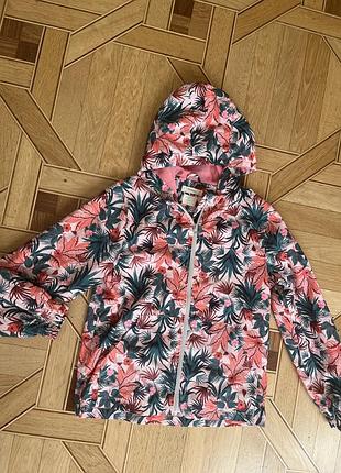 Mango ветровка куртка для девочки гавайи в цветы 13-14 лет, 164 см легкая
