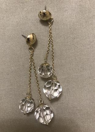 Длинные серьги с хрустальными шариками