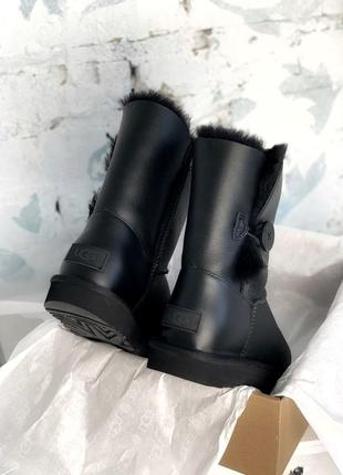 Угі ugg bailey button black leather уггі3 фото