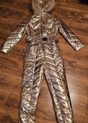 Комбинезон зимний золотой комбез комбинезон ( куртка, зима/осень)