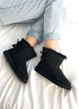 Уги ugg bailey bow black угги4 фото