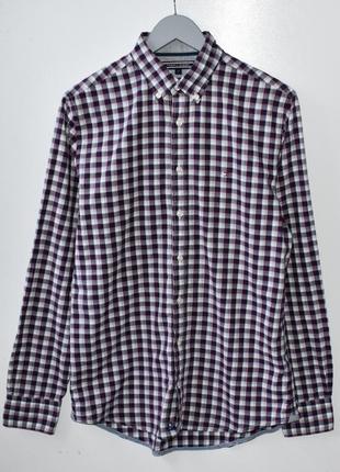Tommy hilfiger бавовняна фірмова сорочка у клітинку
