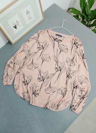 Легкий свободный прямой джемпер кофта вискозы свободного кроя большого размера батал осень деми принт