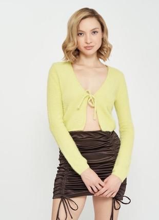 Теплый топ кардиган кофта лонгслив на завязках h&m зеленый салатовый