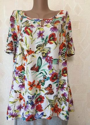 Блузка tu с баской 52 р бабочки