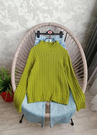Светр гольф в'язаний колір трава